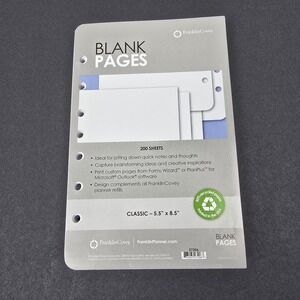 Franklin Covey Classic Blank Pages 200 Sheet Planner Refill 5.5 x 8.5 Inches